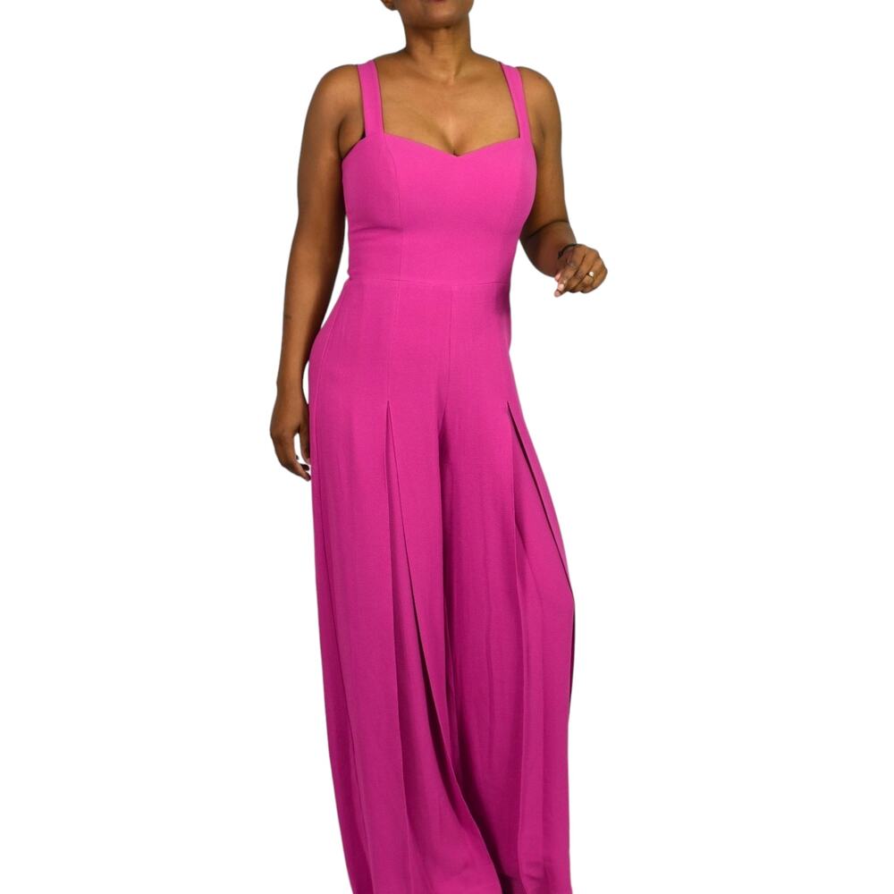 Dress the Population Rai Jumpsuit Pink Fuchsia Wide Leg Sweetheart Fitted Small